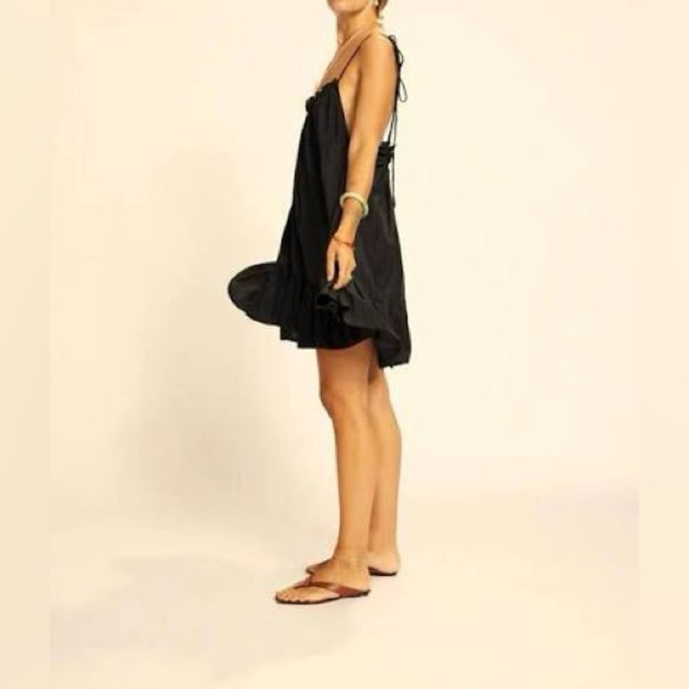 Natalie Martin Black Ruffle Slip Dress - Picture 2 of 5